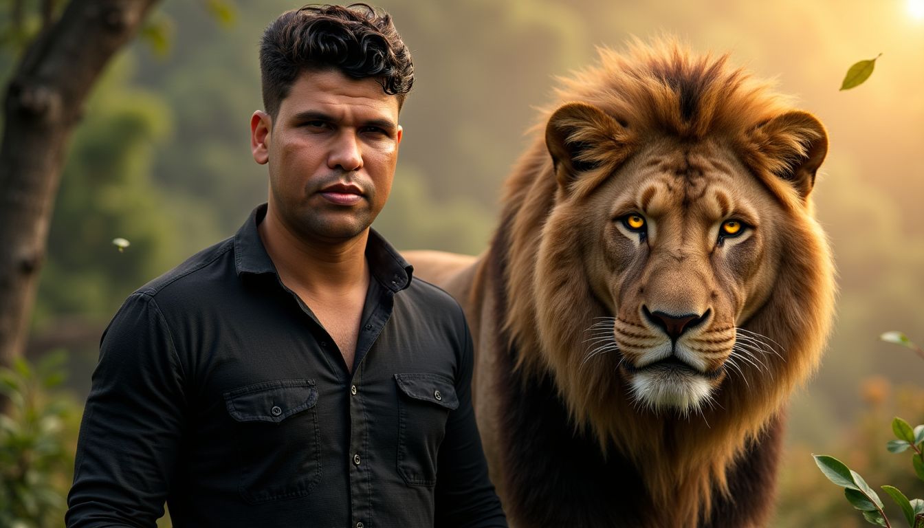 Composição Homem Leão — IA Generativa